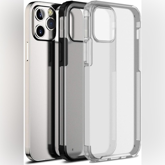 2pk iPhone 12/12 Pro Case 6.1” Shockproof Clear Full Body (Clear+Black) - Picture 1 of 3